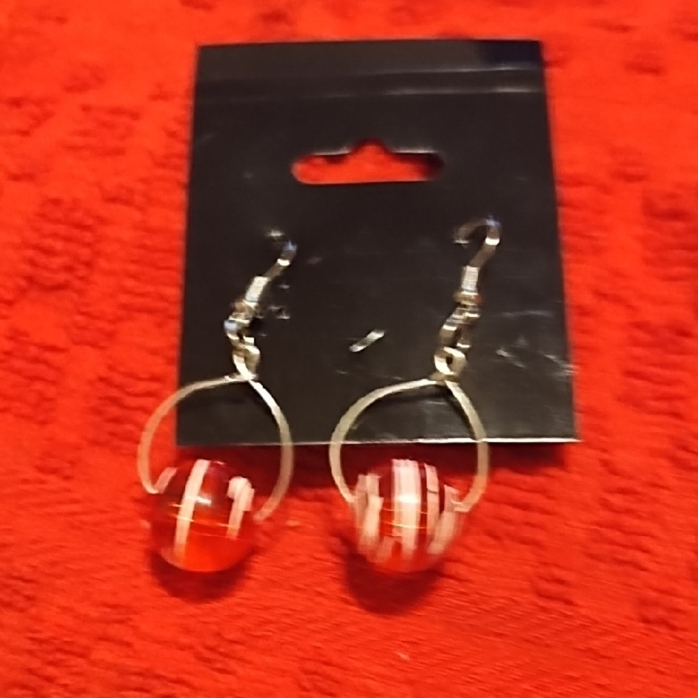Red and White Striped Earrings